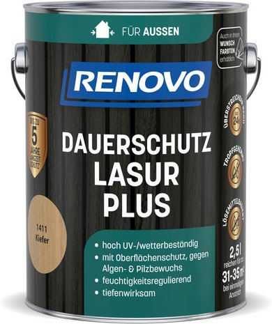RENOVO Dauerschutzlasur »PLUS«, lmh 2,5L kiefer 1411 - braun
