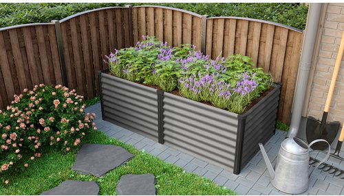 VITAVIA Hochbeet »Meta 630«, BxHxL: 96,2 x 63 x 187,7 cm, Zincalume® - grau | schwarz