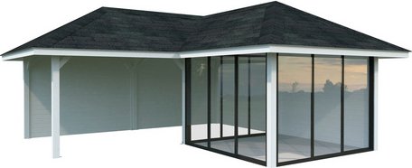 Thumbnail - PALMAKO Pavillon »Bianca«, Aufstellmaße BxTxH: 672 x 672 x 319 cm, lackiert, Holz - weiss