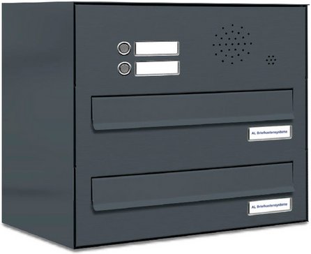 AL BRIEFKASTENSYSTEME Briefkasten, Parteien: 2, BxHxT: 38,5 x 34,5 x 27,5 cm - grau