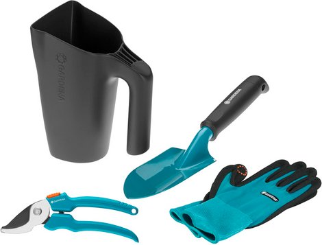 GARDENA Gartenpflege-Set, Kunststoff, anthrazit/tuerkis - grau