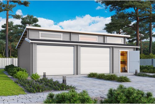 LASITA MAJA Blockgarage »Hawaii«, BxT: 820 x 579,6 cm (Außenmaß), Holz - grau