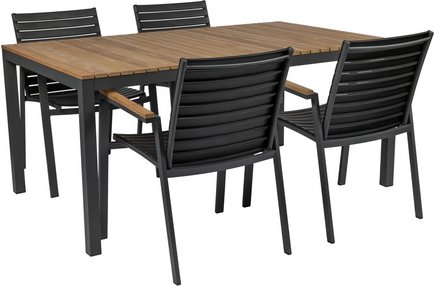 Cinas Gartenmöbelset »Mood«, Tisch: B167.5xH74xT100 cm; Stühle: B62xH84xT56 cm - grau