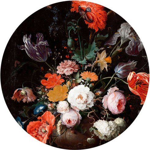Thumbnail - K&L Wall Art Vliestapete »Runde Vliestapete«, Mignon Stillleben Blumen, mehrfarbig, matt - bunt