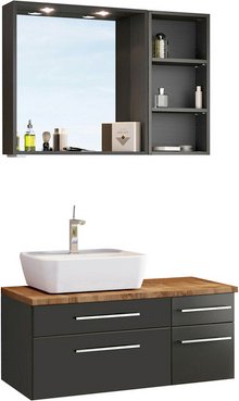 HELD MÖBEL Waschtisch-Set »DAVOS«, 8-teilig - grau