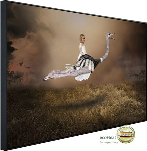 papermoon Infrarotheizung »EcoHeat - Mädchen Strauss Vogel«, Matt-Effekt - bunt