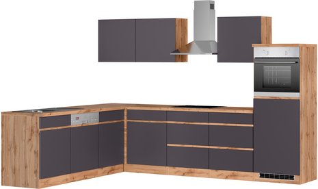 HELD MÖBEL Winkelküche »Tampa«, Gesamtbreite: 240 cm, Arbeitsplatte mit Melaminharz-Beschichtung - grau