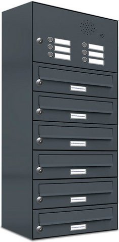 AL BRIEFKASTENSYSTEME Briefkasten, Parteien: 6, Aufputzmontage, BxHxT: 38,5 x 92 x 27,5 cm - grau