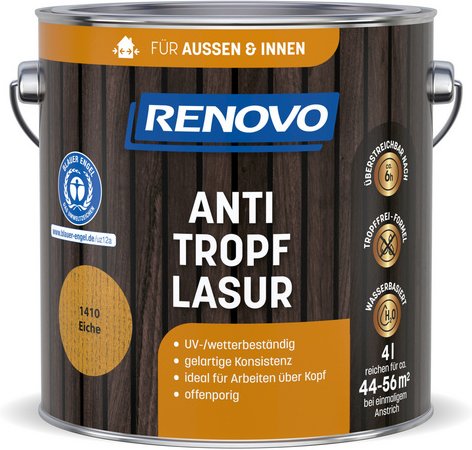 RENOVO Holzanstrich »1410«, Tropffrei-Formel, 4,0L, eiche - braun
