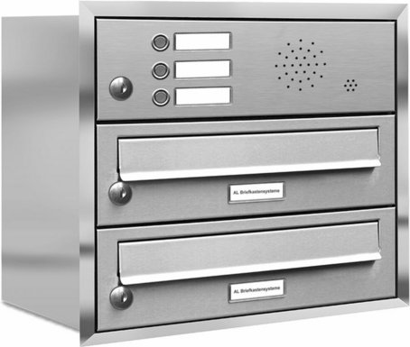 AL BRIEFKASTENSYSTEME Briefkasten, Parteien: 2, Unterputzmontage, BxHxT: 42,5 x 38,5 x 27,5 cm - silberfarben