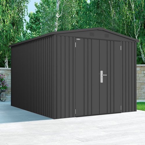 Mr. GARDENER Gerätehaus, Metall, BxHxT: 244 x 201 x 300 cm (Außenmaße inkl. Dachüberstand) - grau