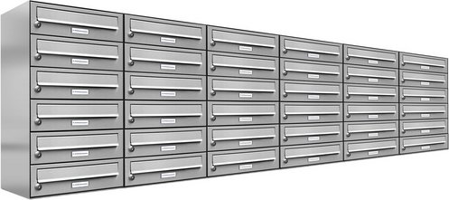 AL BRIEFKASTENSYSTEME Briefkasten, Parteien: 36, Aufputzmontage, BxHxT: 229,8 x 46 x 27,5 cm - silberfarben