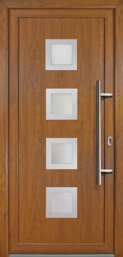 Thumbnail - Meeth Kunststoff-Haustür »Signum Exklusiv«, satiniertes Glas, golden oak, nach Innen öffnend, ohne Türgriff - goldfarben