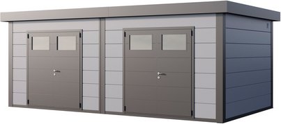 Telluria Gerätehaus »DUO«, BxHxT: 672 x 265 x 388 cm (Außenmaß inkl. Dachüberstand) - grau