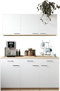 RESPEKTA Küchenzeile »Merle«, BxHxT: 150 x 150 x 150 cm, weiß - weiss | braun