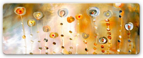 K&L Wall Art Glasbild »Glasbild«, BxH: 80 x 30 cm, Wand Deko abstrakt Gold Blumen