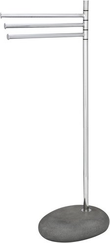 WENKO Handtuchstange »Pebble Stone Grey«, polyresin/Stahl, chromfarben - silberfarben