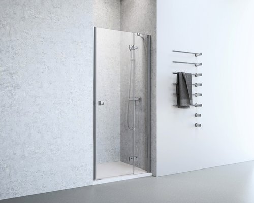 GEO Drehtür, Höhe: 195 cm, edelsilber, Scheibenstärke: 6 mm - silberfarben