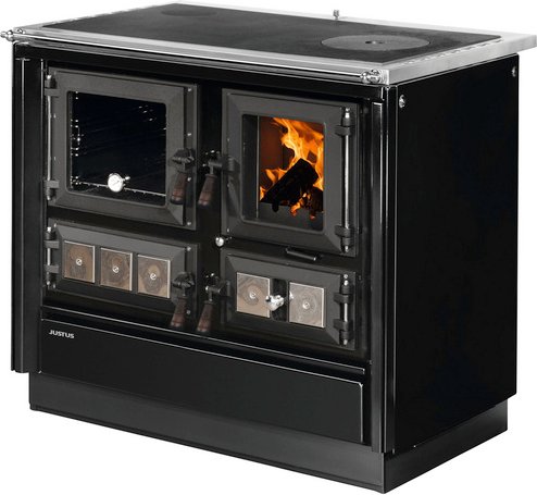 JUSTUS Festbrennstoffherd »Rustico-90 2.0«, schwarz, Emaille, 7 kW