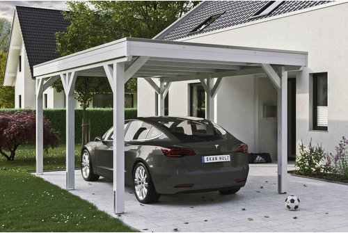 Thumbnail - SKANHOLZ Carport »Grunewald«, BxT: 321 x 554 cm, Firsthöhe: 243 cm, lasiert - weiss
