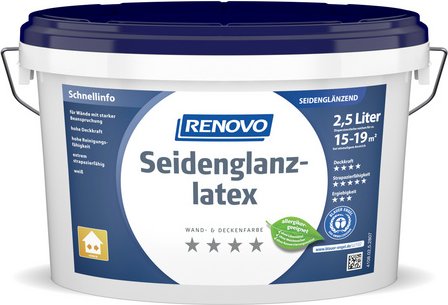 RENOVO Dispersionsfarbe, 2,5 Liter, weiß - weiss