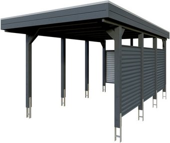 SKANHOLZ Einzelcarport »Friesland Set 11«, 314 x 555 cm (BxT), mit Rück- und Seitenwand, anthrazit - schwarz