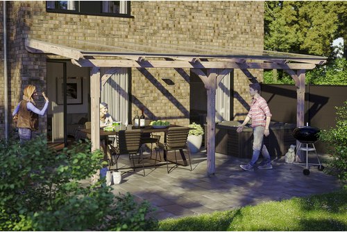 SKANHOLZ Terrassenüberdachung »Rimini«, Breite: 541 cm, Dach: Polycarbonat (PC), braun