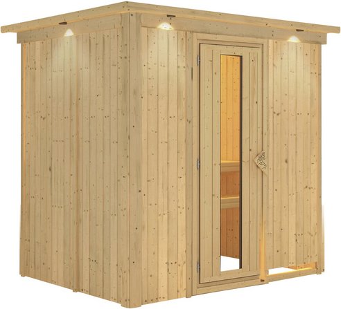 KARIBU Sauna »Kircholm«, für 3 Personen, ohne Ofen - beige