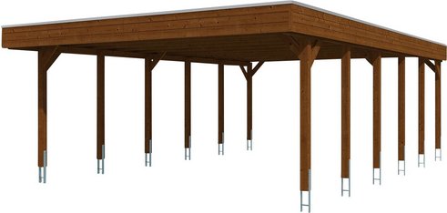 Thumbnail - SKANHOLZ Carport »Friesland«, BxT: 557 x 860 cm, Firsthöhe: 254 cm, farbbehandelt - braun