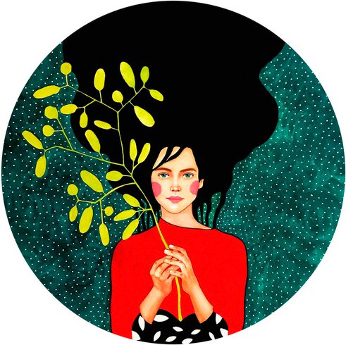 K&L Wall Art Vliestapete »Runde Vliestapete«, Hülya gelbe Blüten Abstrakte, mehrfarbig, matt - bunt