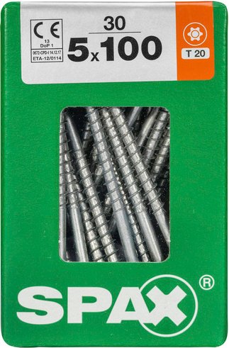 SPAX Universalschraube, 5 mm, Stahl, 30 Stk., TRX 5x100 L - silberfarben