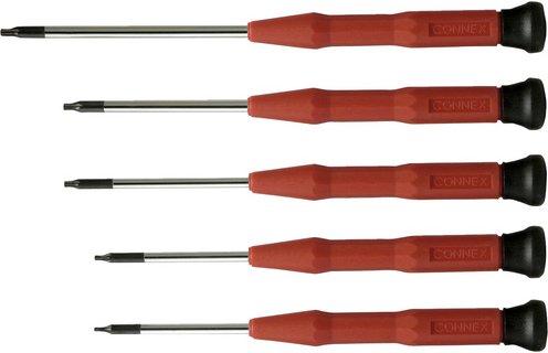 Thumbnail - CONNEX Schraubendrehersatz, Stahl, T, 5-tlg., 102g - rot