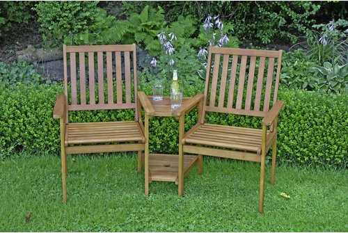 GARDEN PLEASURE Garten-Doppelsessel, Holz, 1-teilig - beige