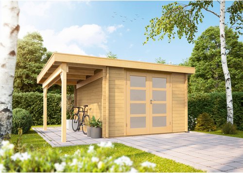 WOLFF FINNHAUS Gartenhaus »Pulti 34-B Typ 5«, Holz, BxT: 480 x 300 cm (Außenmaße inkl. Dachüberstand) - braun