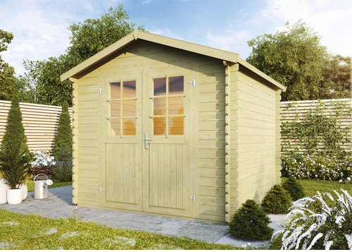 WOLFF FINNHAUS Gartenhaus »Lyon«, Holz, BxHxT: 252 x 222 x 230 cm (Außenmaße inkl. Dachüberstand) - gruen