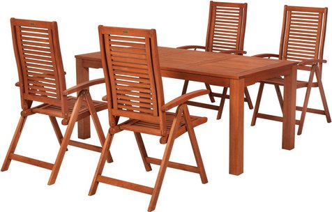 MERXX Gartenmöbel-Diningset »Maracaibo«, 5 tlg., 4 Sitzplätze, Eukalyptus - braun