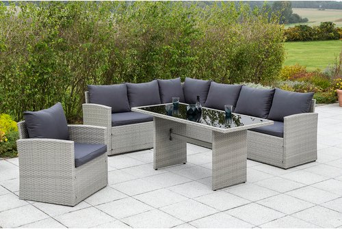 MERXX Gartenmöbelset »Lanzarote«, 7 Sitzplätze, Stahl/Kunststoffgeflecht, pulverbeschichtet - grau