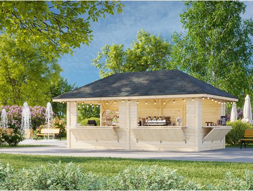 PALMAKO Marktstand »Bianca Set 112«, B x H x L: 588 x 319 x 300 cm, naturbelassen, unbehandelt - braun