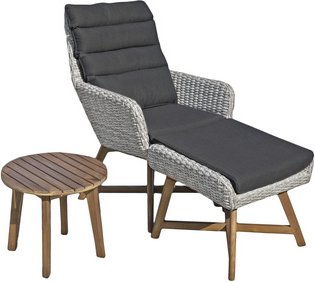 GARDEN PLEASURE Gartenmöbel »Calvia«, Holz, 3-teilig - grau