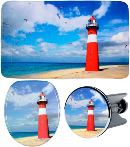 Sanilo Bad-Accessoire-Set, 3-tlg., Leuchtturm - blau