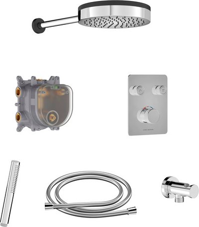 Chris Bergen Duschsystem Unterputz „Aquatronic", chrom/schwarz matt - silberfarben | schwarz