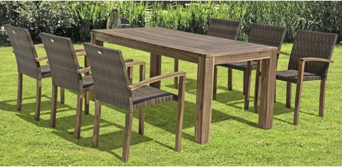 GARDEN PLEASURE Gartenmöbelset, 6 Sitzplätze, Akazienholz/Kunststoff - braun