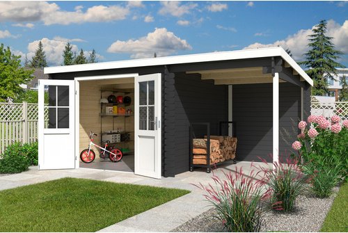 LASITA MAJA Gartenhaus »Tampa«, BxHxT: 302 x 210,9 x 319 cm (Außenmaße inkl. Dachüberstand), Holz - grau