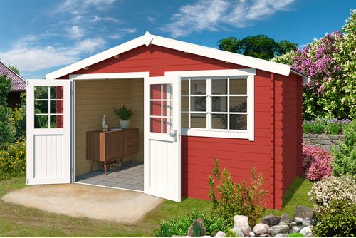 LASITA MAJA Gartenhaus »Axel«, BxHxT: 451,1 x 245,1 x 250 cm (Außenmaße inkl. Dachüberstand), Holz - rot