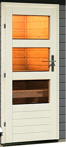 KARIBU Saunatür, 78x175 cm, Holz, Klarglas - transparent