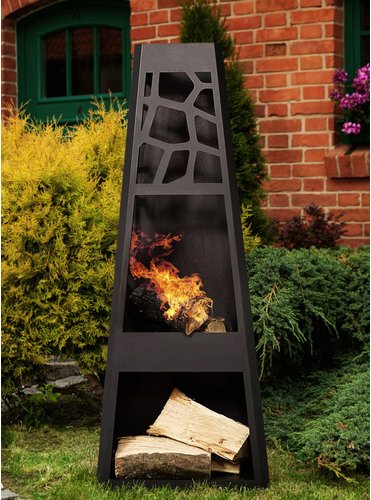 Thumbnail - DOBAR Gartenkamin, Höhe: 124 cm, schwarz