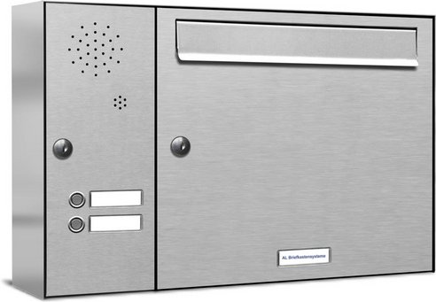 AL BRIEFKASTENSYSTEME Briefkasten, Parteien: 1, Aufputzmontage, BxHxT: 53,3 x 34,5 x 11,6 cm - silberfarben