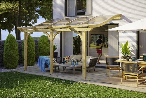 Thumbnail - SKANHOLZ Terrassenüberdachung »Venezia«, Breite: 434 cm, Dach: Polycarbonat (PC), natur - beige