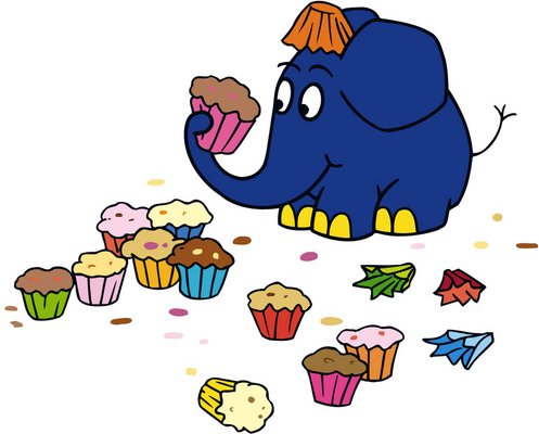 Die Maus Wandtattoo »Der kleine Elefant: Muffins«, selbstklebend
