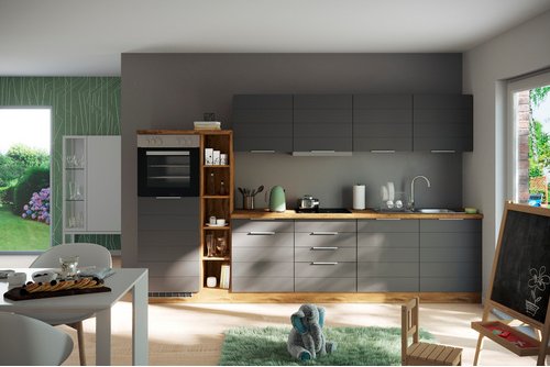 HELD MÖBEL Küchenzeile »Faro«, Gesamtbreite: 330 cm, Arbeitsplatte mit Melaminharz-Beschichtung - grau